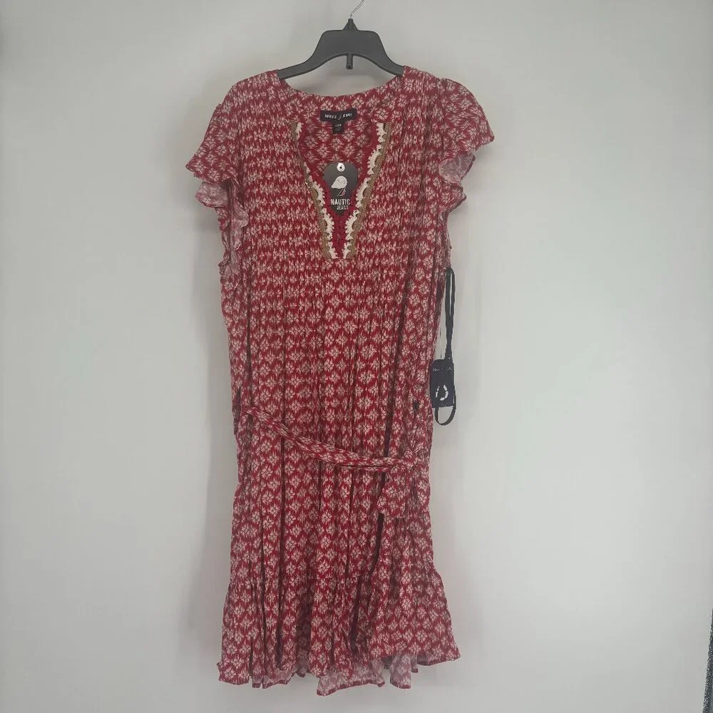 Nautica Women' Siesta Key Beach Printed Popover Dress Samba Multi Size Large NWT - Picture 2 of 5